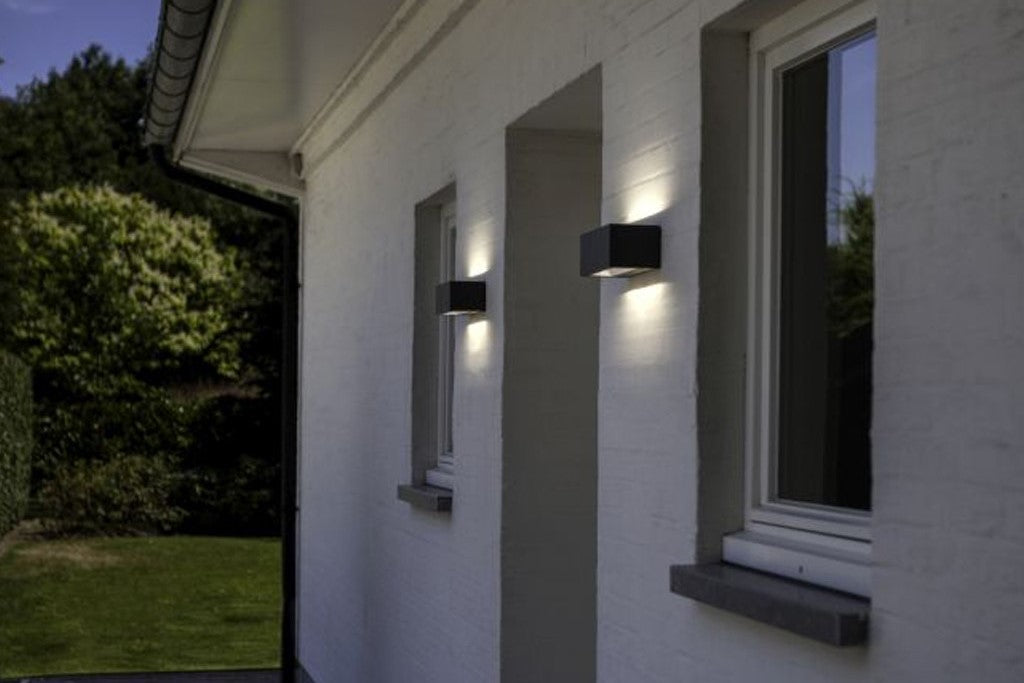 GEMINI SQUARE MEDIUM OUTDOOR LED WALL UP & DOWN 1 LIGHT DARK GREY