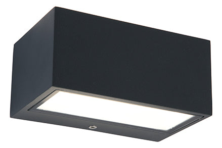 GEMINI SQUARE SMALL OUTDOOR LED WALL UP & DOWN 1 LIGHT DARK GREY