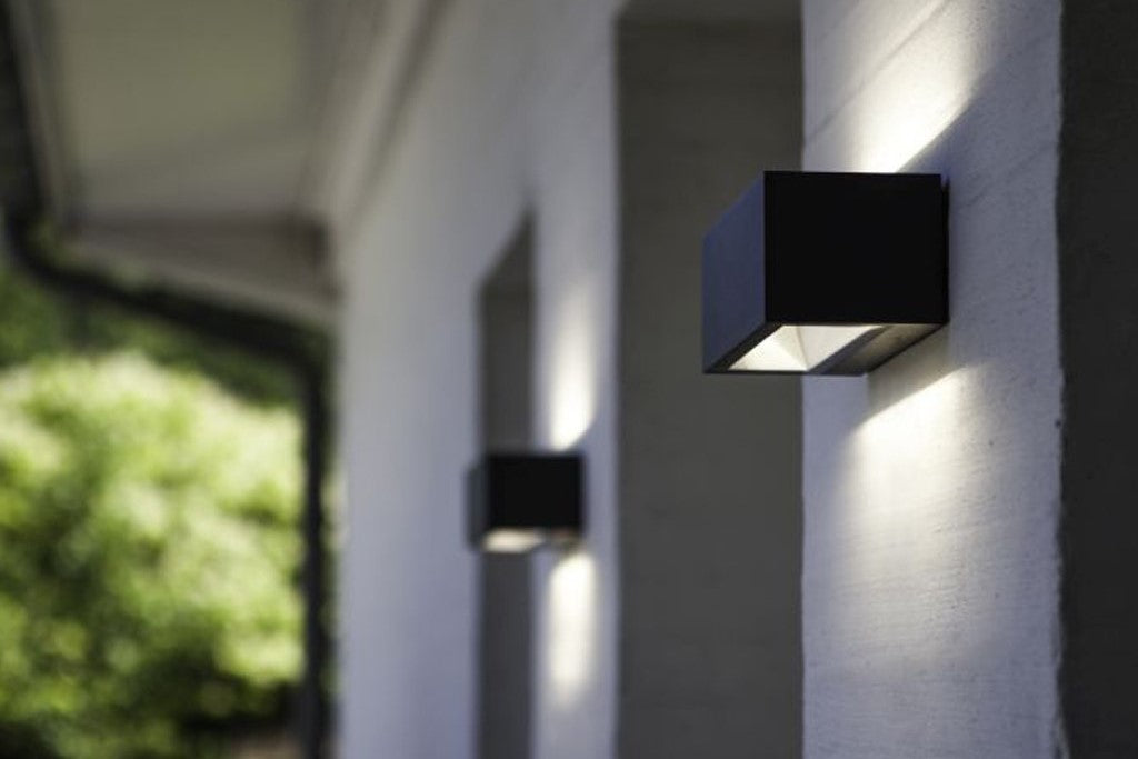 GEMINI SQUARE LARGE OUTDOOR LED WALL UP & DOWN 1 LIGHT DARK GREY
