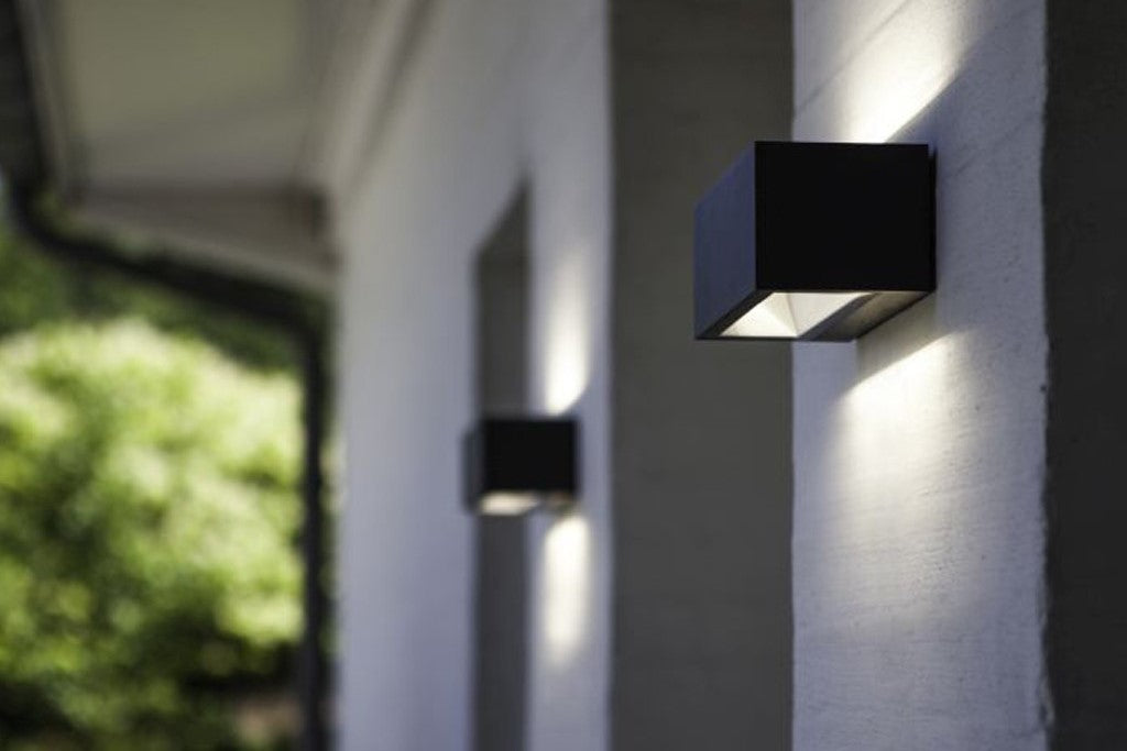 GEMINI SQUARE SMALL OUTDOOR LED WALL UP & DOWN 1 LIGHT DARK GREY