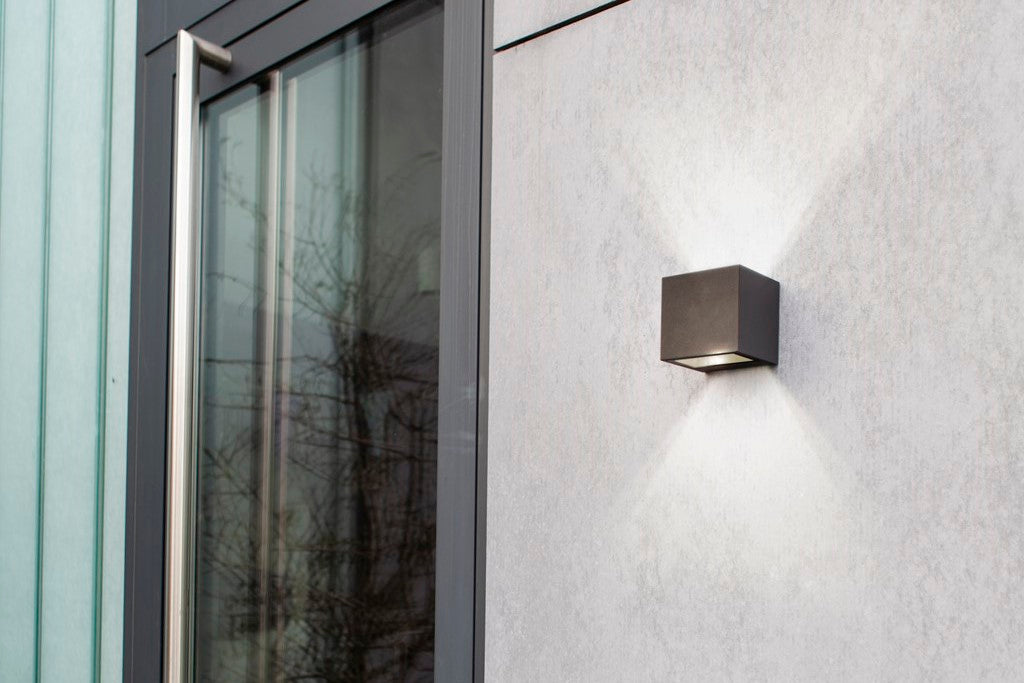 GEMINI SQUARE OUTDOOR WALL 2 LIGHT DARK GREY