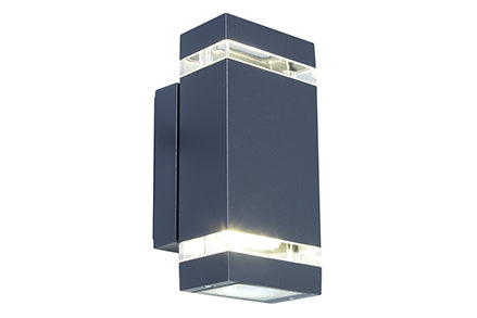 FOCUS SQUARE OUTDOOR LED WALL UP & DOWN 1 LIGHT DARK GREY