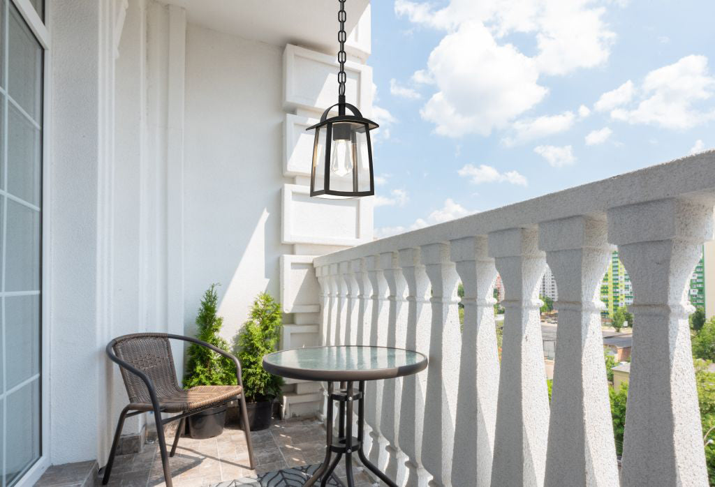 KELSEY OUTDOOR PENDENT 1 LIGHT E27 BLACK CLEAR GLASS
