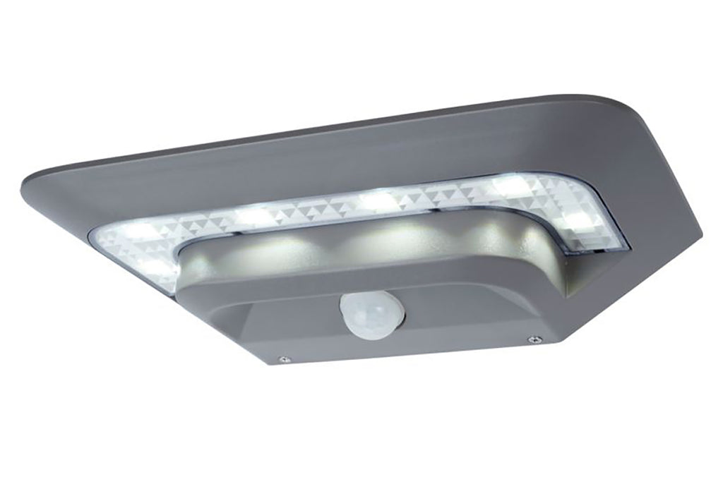 GHOST SOLAR LED WALL 1 LIGHT PIR SILVER GREY