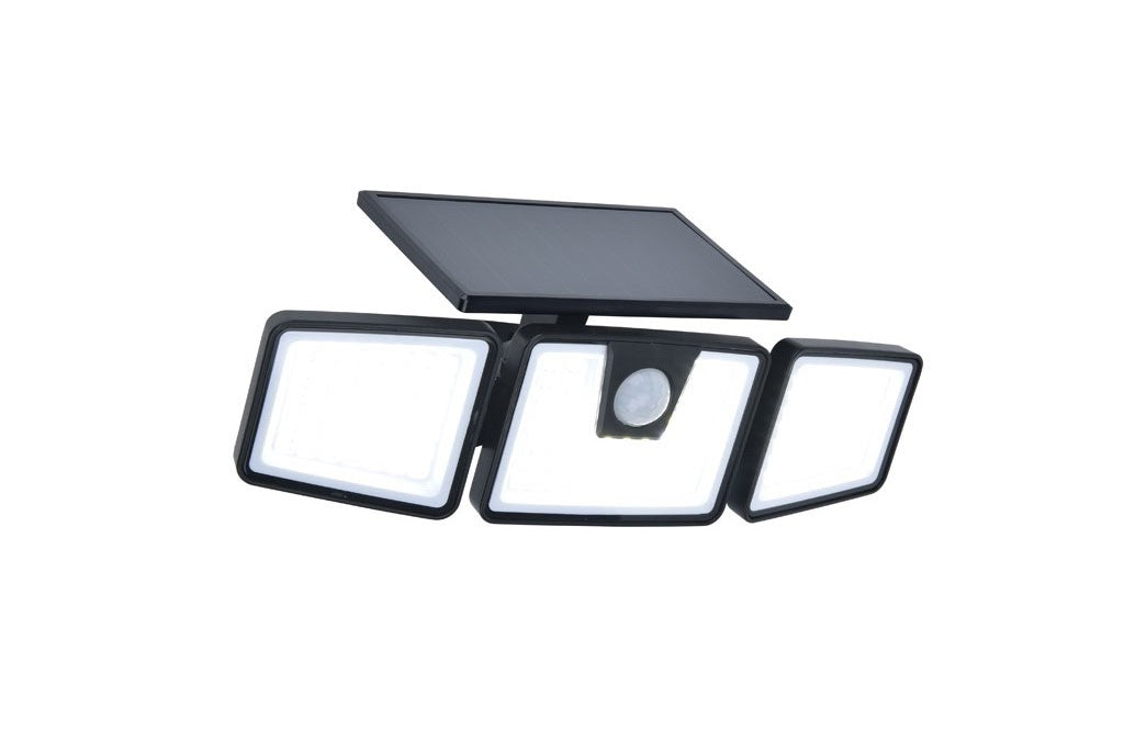 BRITI SOLAR LED WALL 3 LIGHT PIR BLACK