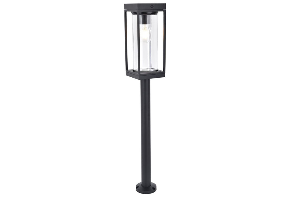 FLAIR SOLAR POST 1 LIGHT E27 W/BULB BLACK (W/SPIKE)