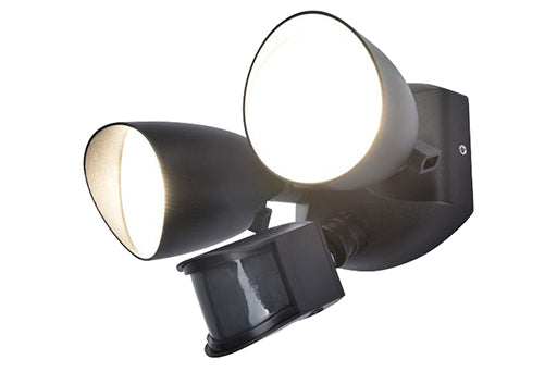 SHRIMP NEW SHAPE OUTDOOR LED WALL 2 LIGHT PIR BLACK
