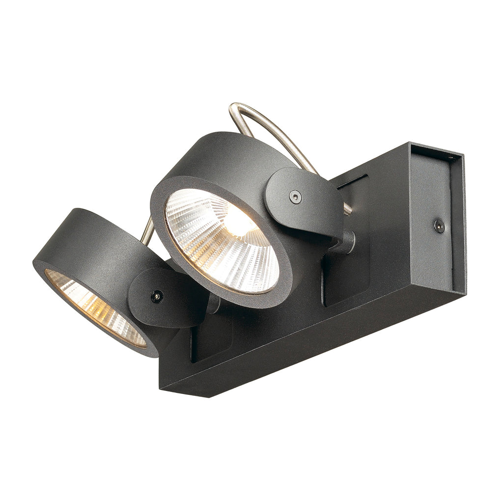 KALU, luminária de parede e de teto, duas lâmpadas, LED, 3000 K, preto, 60º