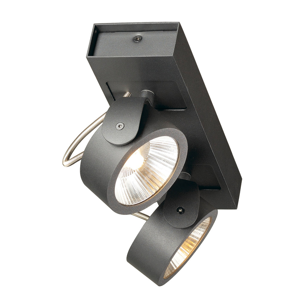 KALU, luminária de parede e de teto, duas lâmpadas, LED, 3000 K, preto, 60º