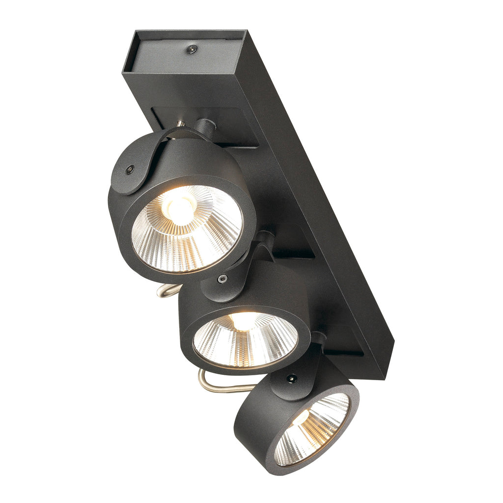 KALU, luminária de parede e de teto, três lâmpadas, LED, 3000 K, preto, 60º