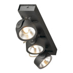 KALU, luminária de parede e de teto, três lâmpadas, LED, 3000 K, preto, 60º