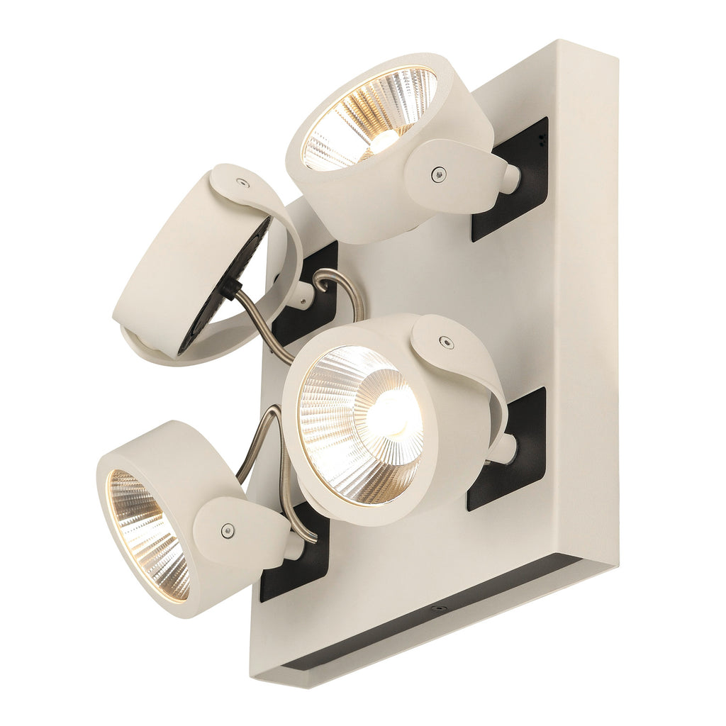 KALU, luminária de parede e de teto, quatro lâmpadas, LED, 3000 K, retangular, branco/preto, 60º