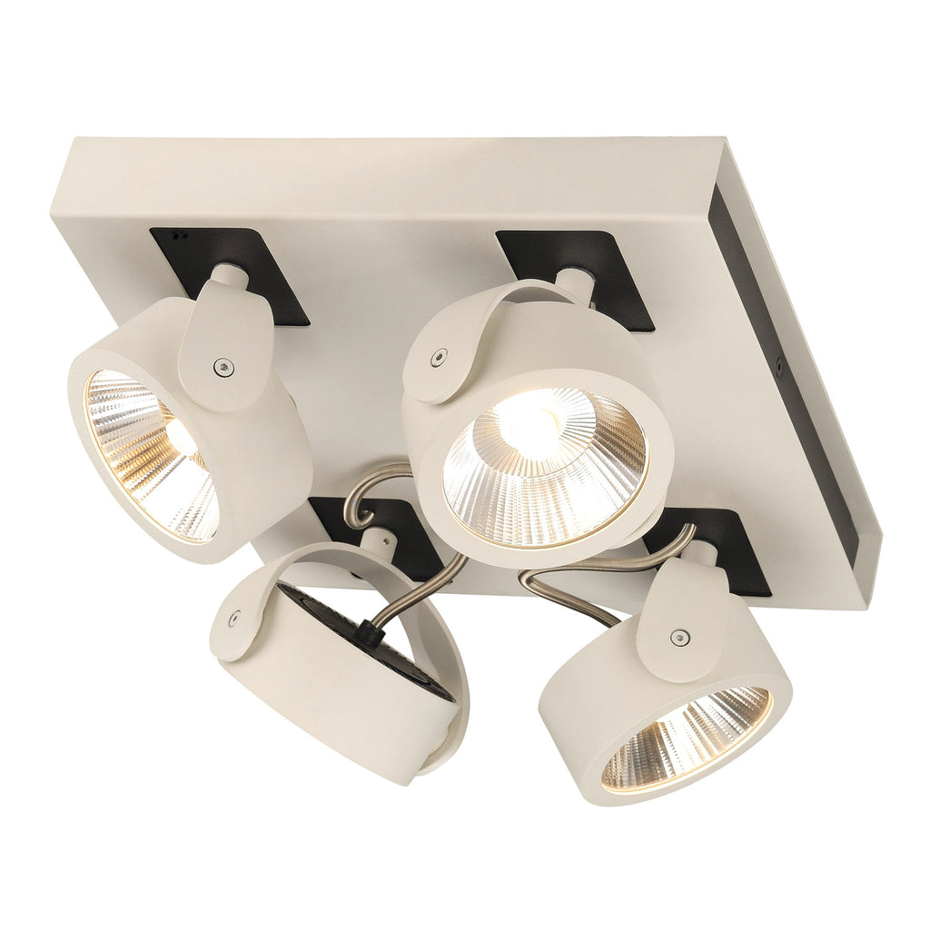 KALU, luminária de parede e de teto, quatro lâmpadas, LED, 3000 K, retangular, branco/preto, 60º