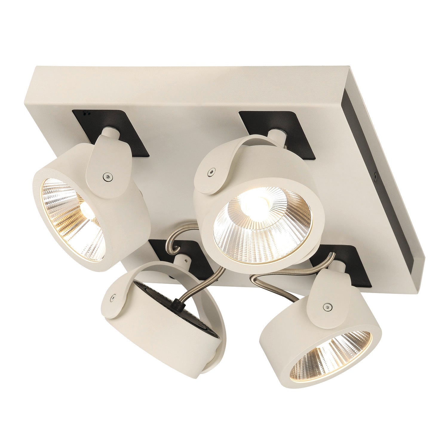 KALU, luminária de parede e de teto, quatro lâmpadas, LED, 3000 K, retangular, branco/preto, 60º