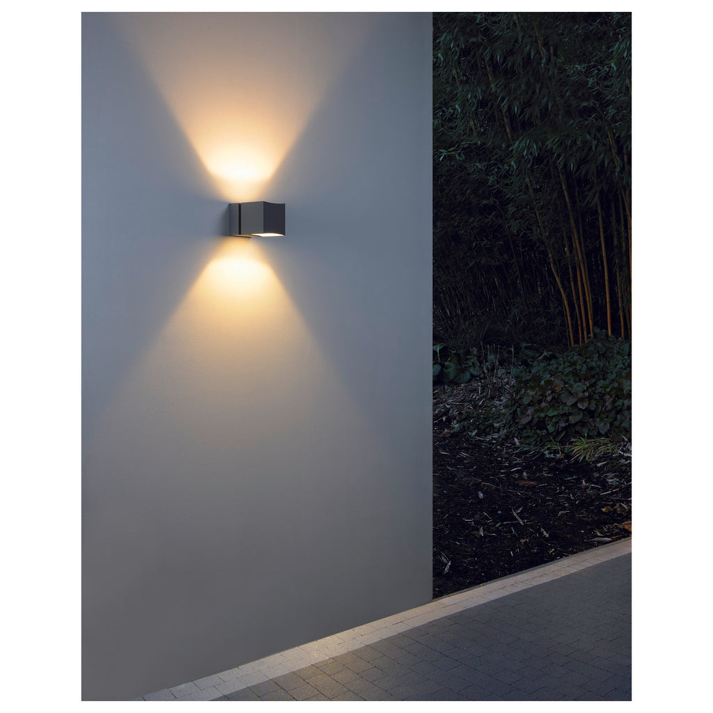 SQUARE TURN, QT14, outdoor wall light, silver grey, max. 42 W, IP44