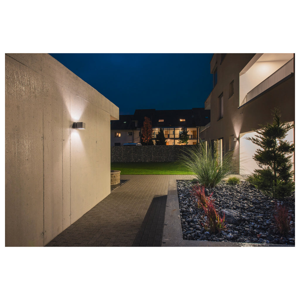 SQUARE TURN, QT14, outdoor wall light, silver grey, max. 42 W, IP44