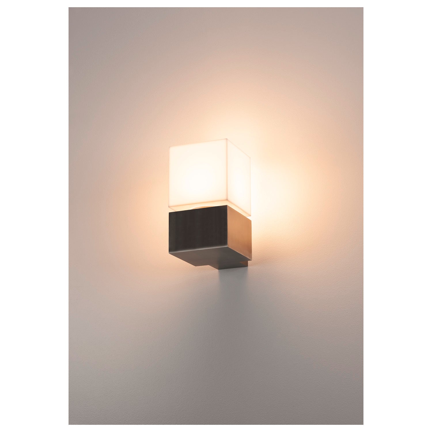 SQUARE WALL, E27, luminária de parede para exteriores, aço inoxidável, máx. 20 W, IP44
