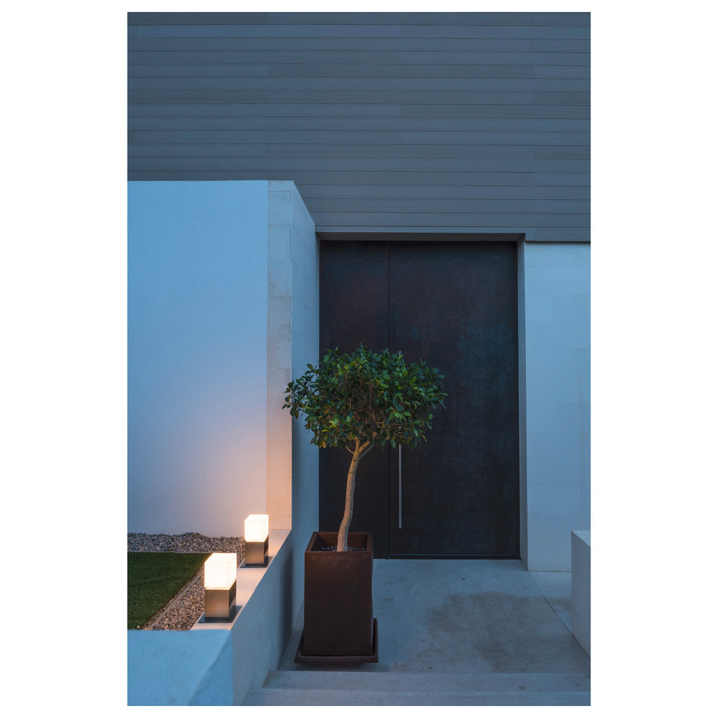 SQUARE POLE 30, E27, luminária de pé para exteriores, aço inoxidável, máx. 20 W, IP44