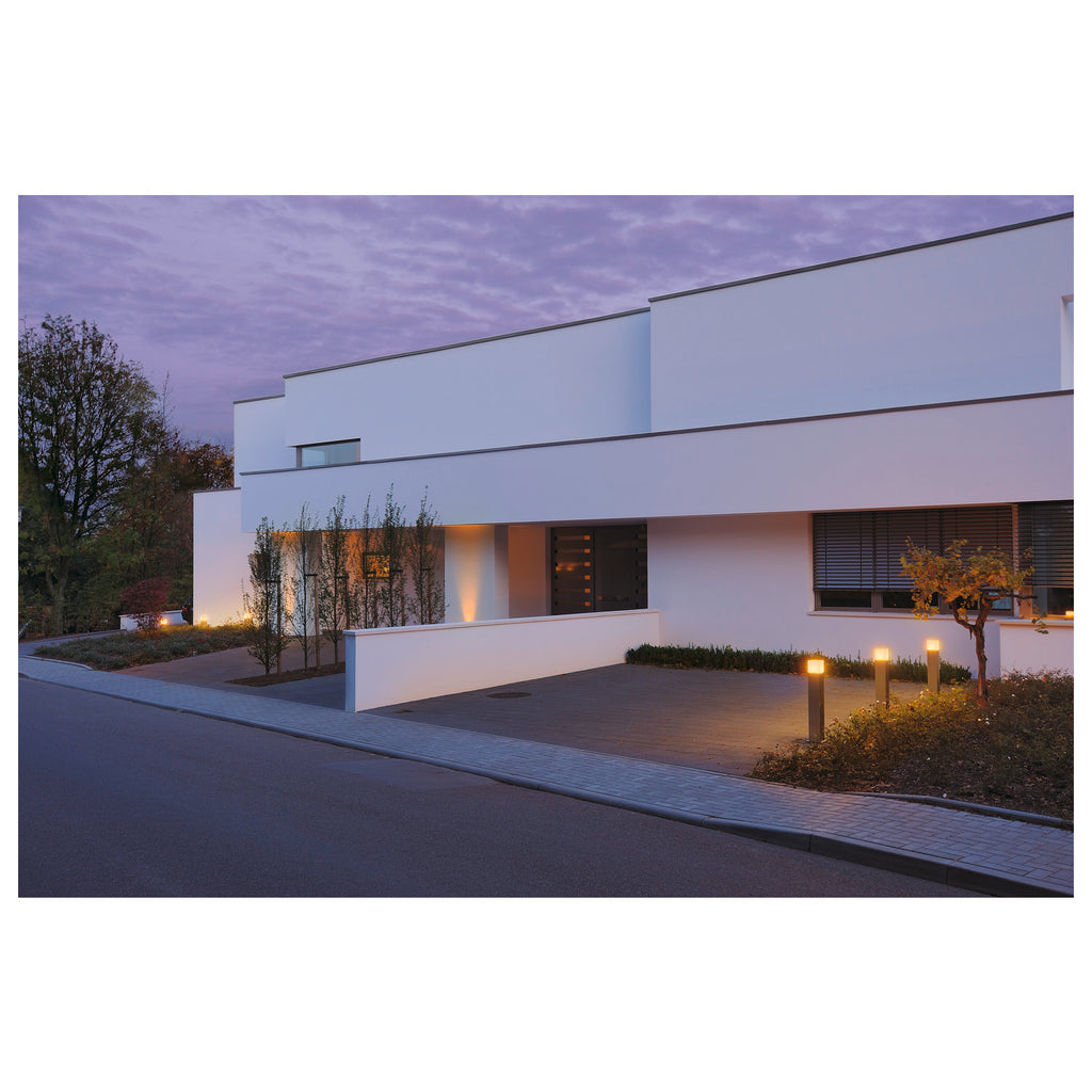 SQUARE POLE 90, E27, luminária de pé para exteriores, aço inoxidável, máx. 20 W, IP44