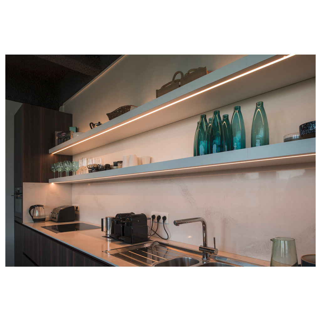GRAZIA 10, perfil de instalação à superfície, LED, plano, corrugado, 2 m, branco