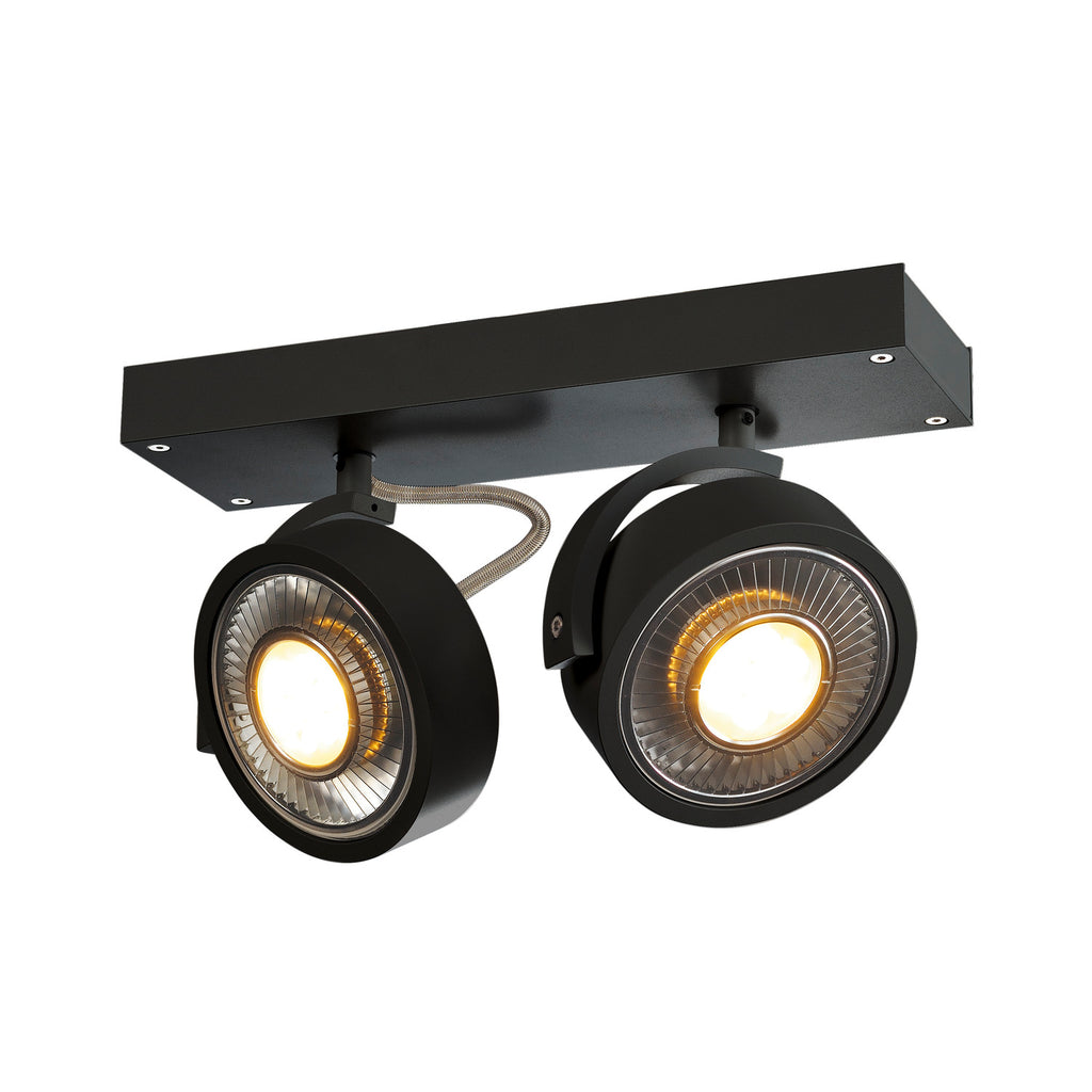 KALU, luminária de parede e de teto, QPAR111, duas lâmpadas, preto, máx. 75 W