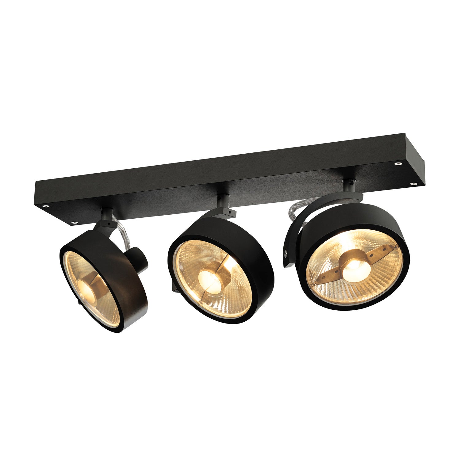 KALU, luminária de parede e de teto, QPAR111, três lâmpadas, preto, máx. 75 W