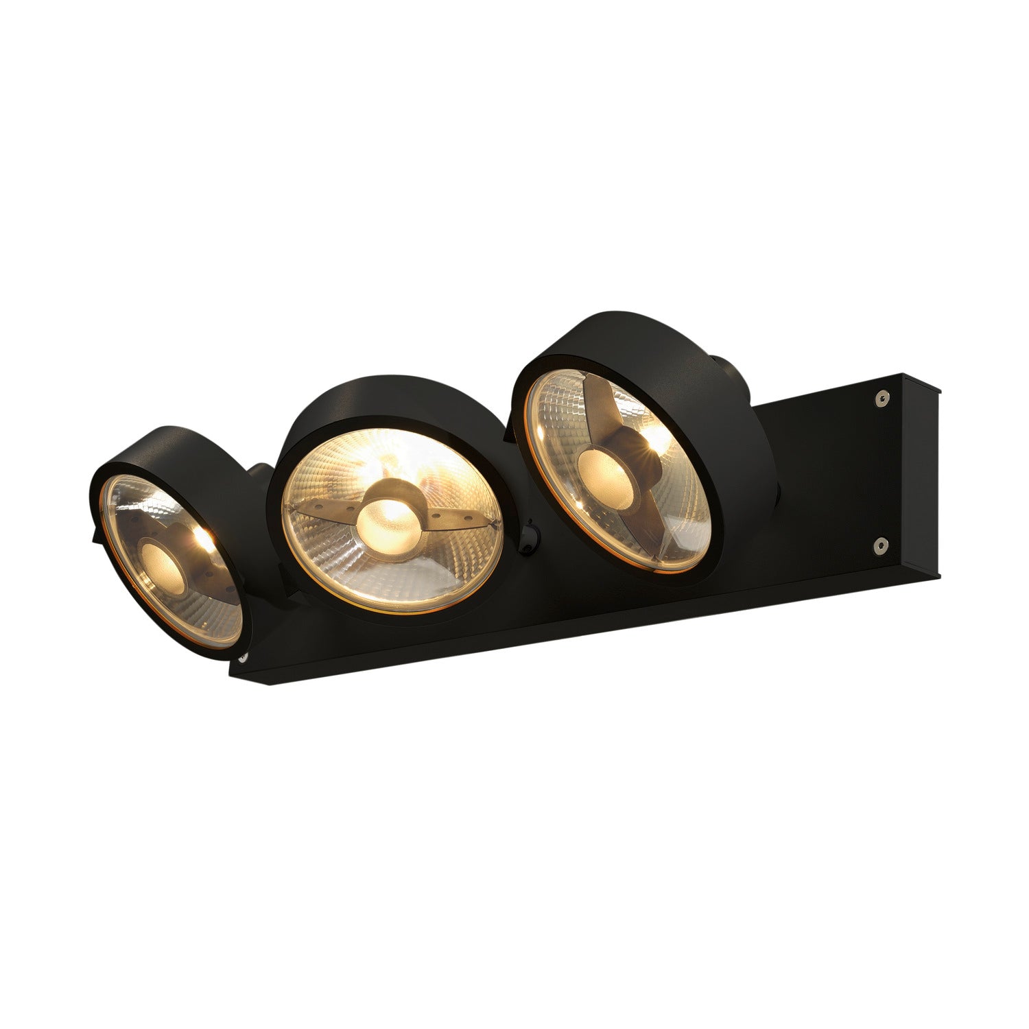 KALU, luminária de parede e de teto, QPAR111, três lâmpadas, preto, máx. 75 W