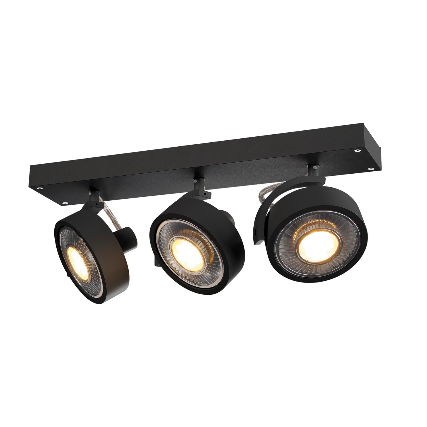 KALU, luminária de parede e de teto, QPAR111, três lâmpadas, preto, máx. 75 W