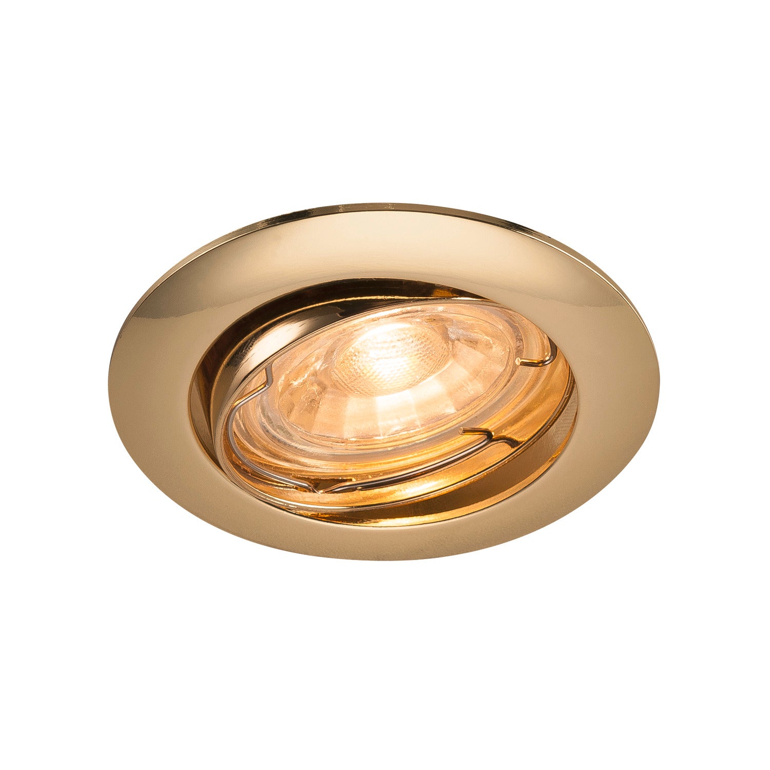 PIKA, luminária de embutir no teto, QPAR51, articulável, latão, máx. 50 W