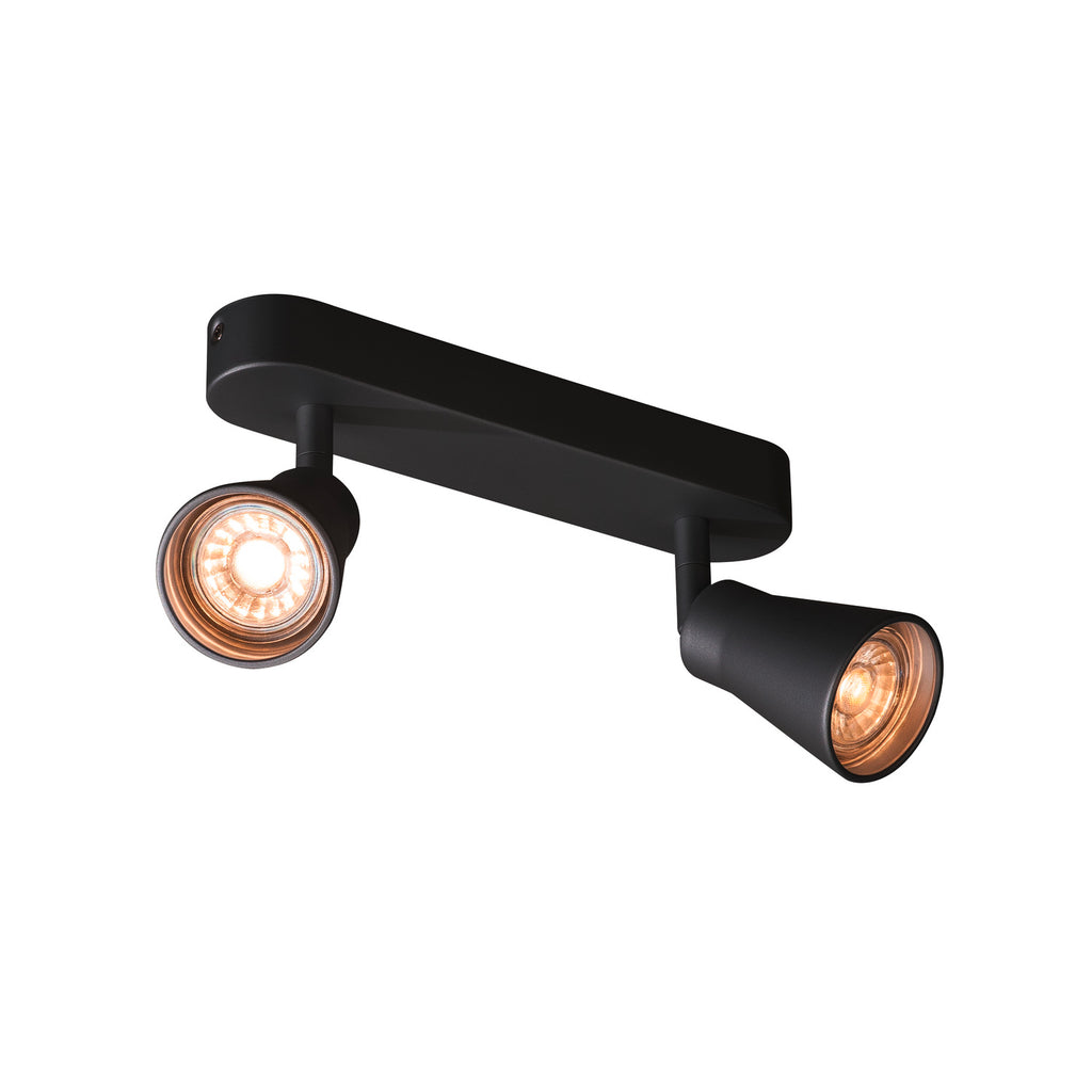AVO CW Double, luminária de montagem na parede e no teto Indoor, QPAR51, preto, máx. 50 W
