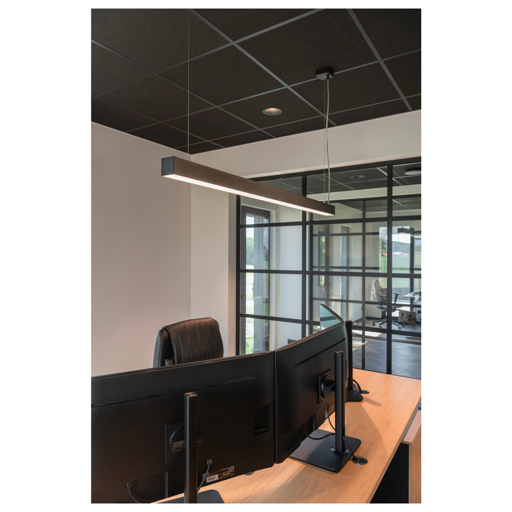 Q-LINE DALI SINGLE LED, luminária pendente, luz regulável, 1500 mm, preto