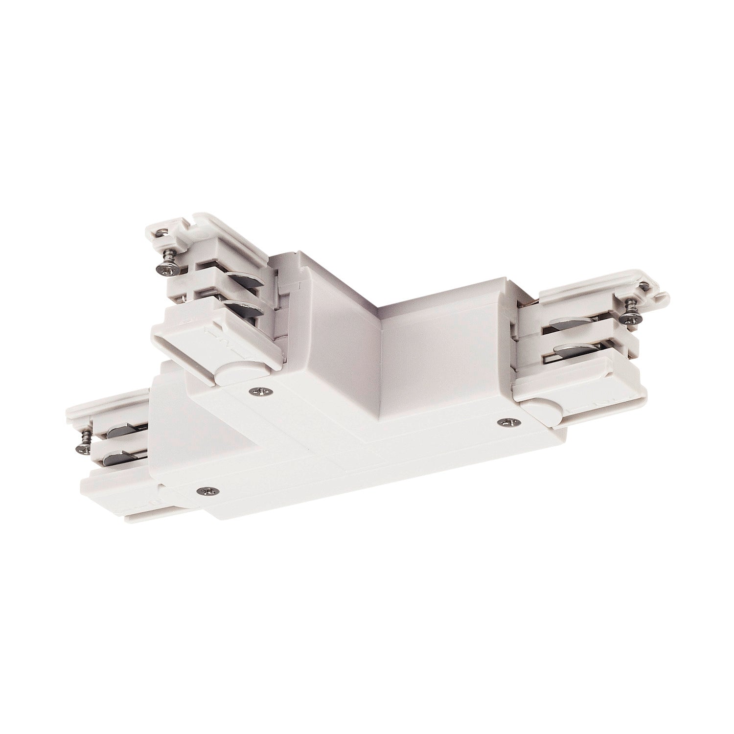 S-TRACK SYSTEM - Conector S-TRACK T, direito, terra interior, com opção de alimentação, PHASE, branco