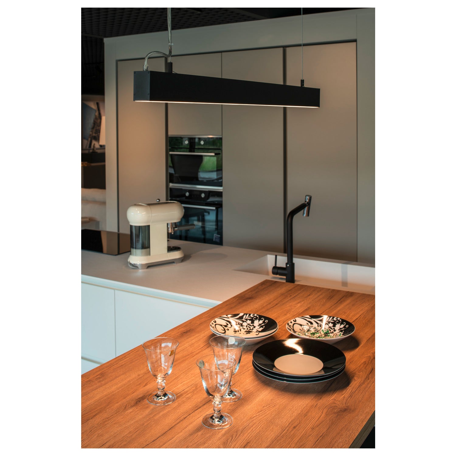 GLENOS II - GLENOS, luminária pendente de perfil, LED, 3000 K, preto, 1 m, 43 W