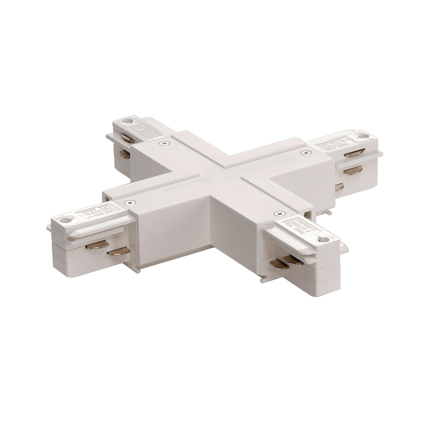 EUTRAC SYSTEM - EUTRAC Conector em X, com capacidade de alimentação, branco RAL 9016