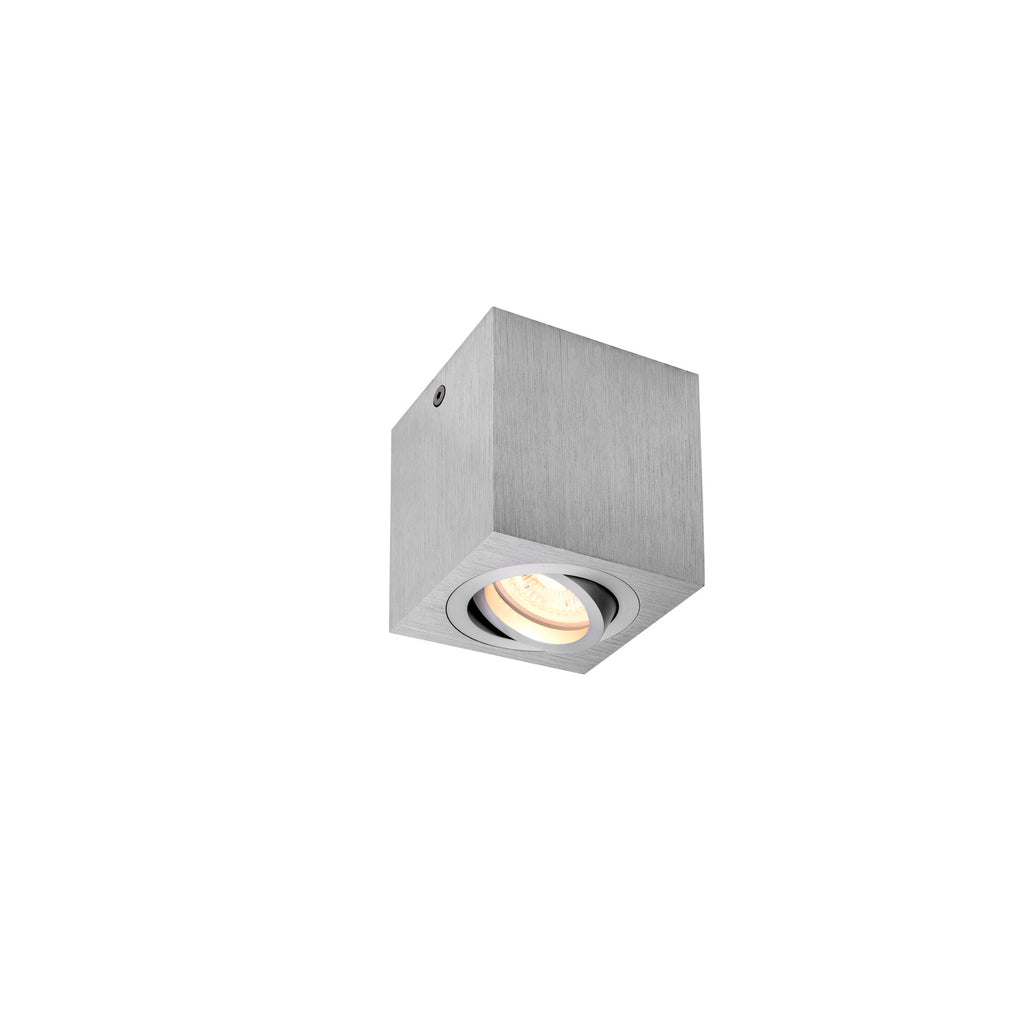 TRILEDO Single, luminária de montagem de teto Indoor, QPAR51, alumínio escovado, máx. 10 W