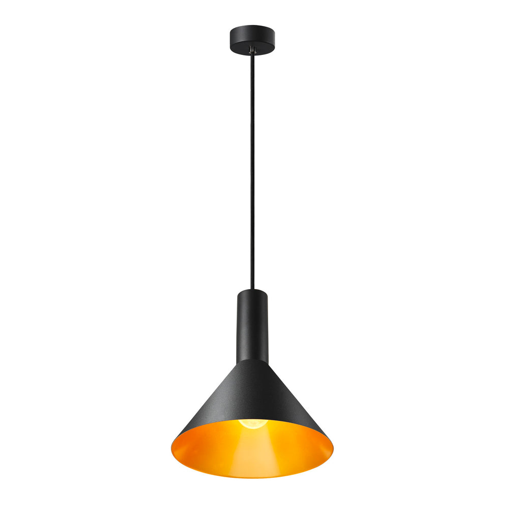 PHELIA 275 E27, luminária suspensa interior, preto/dourado