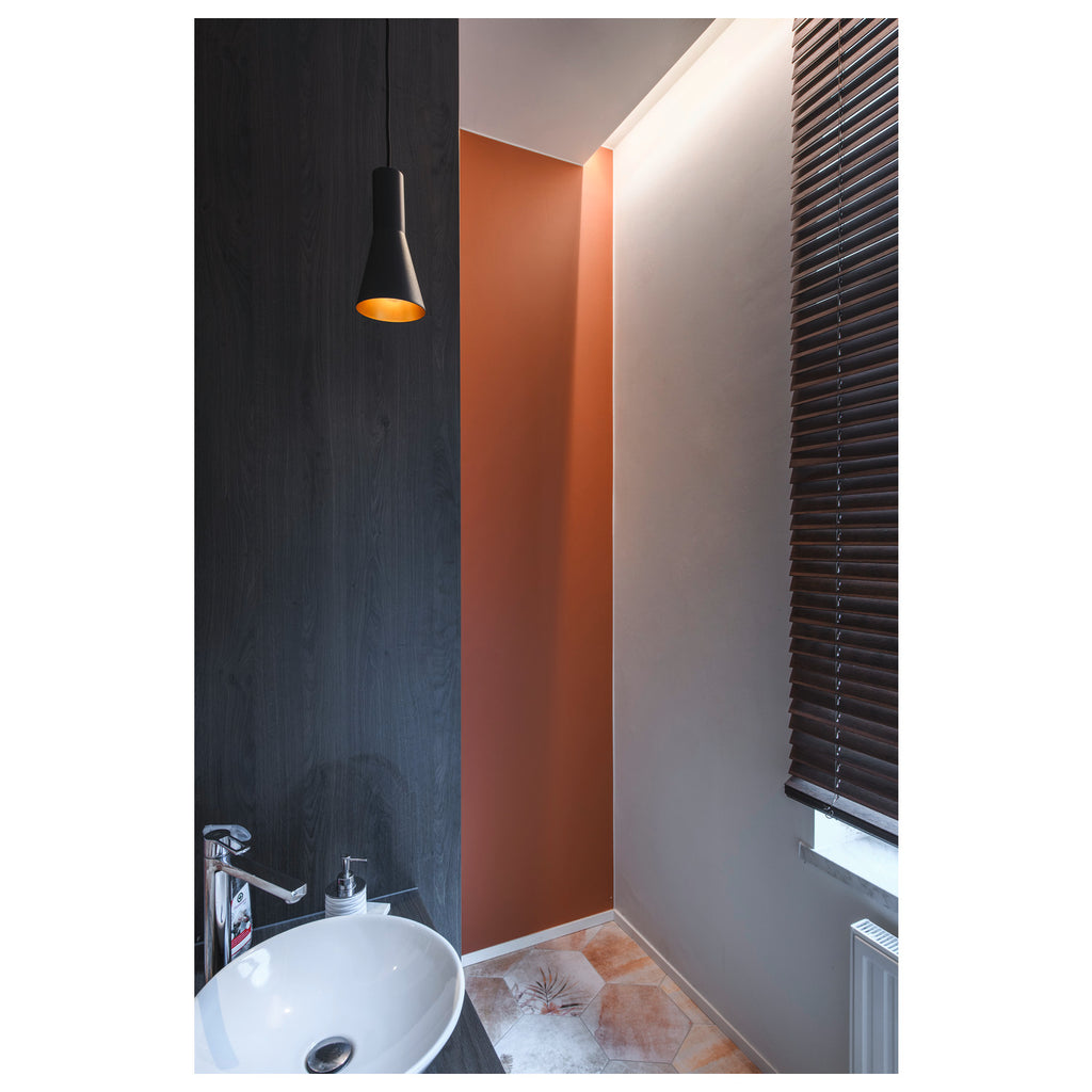 PHELIA 130 E27, luminária pendente Indoor, preto/dourado