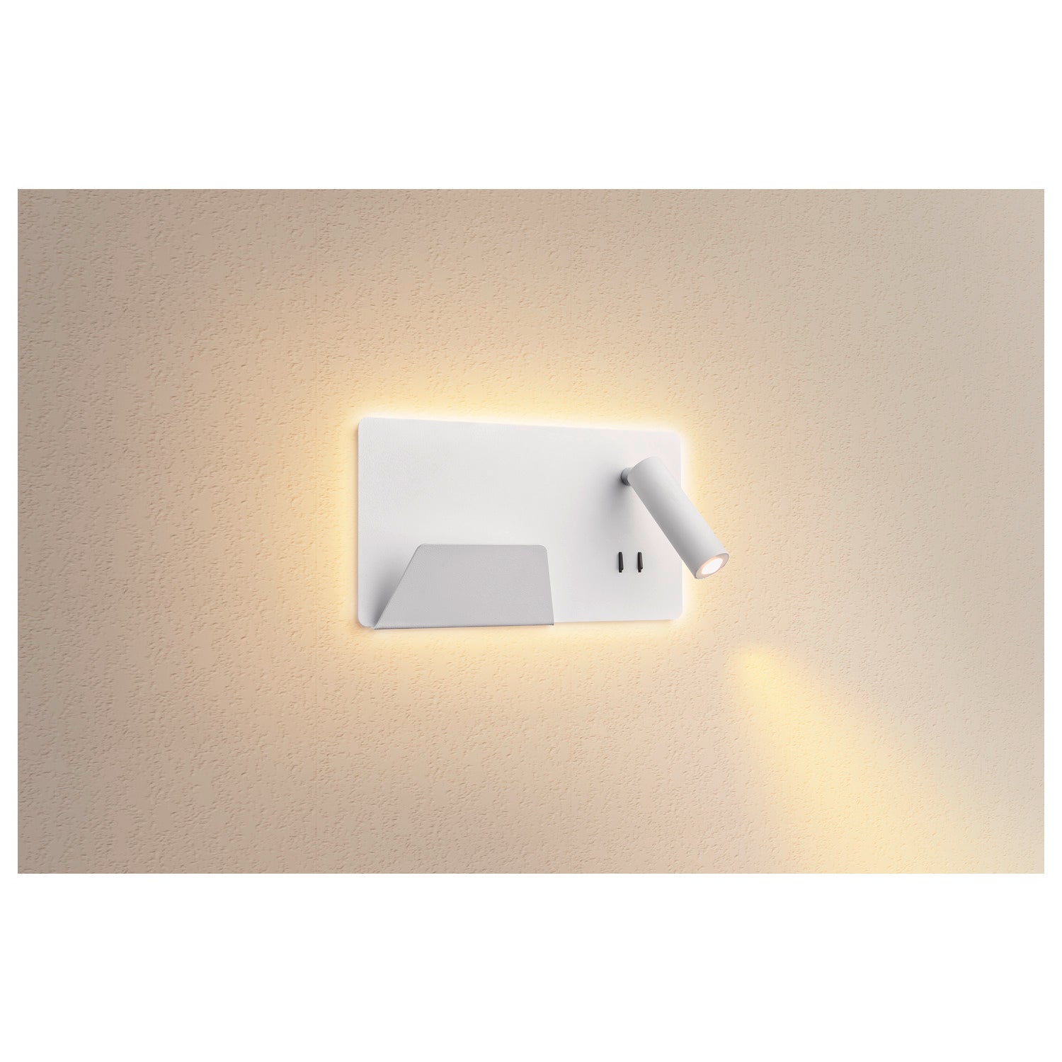 SOMNILA SPOT, Luminária de montagem de superfície na parede LED Indoor 3000 K versão branco à esquerda, incluindo ligação USB