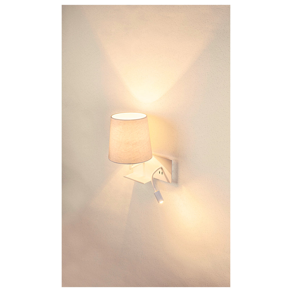 SOMNILA FLEX, Luminária de montagem de superfície na parede LED Indoor 3000 K versão branco à esquerda, incluindo ligação USB