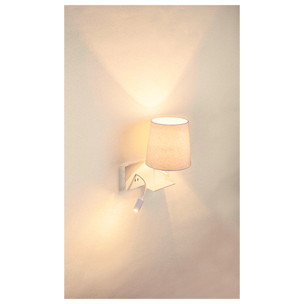 SOMNILA FLEX, Luminária de montagem de superfície na parede LED Indoor 3000 K versão branco à direita, incluindo ligação USB