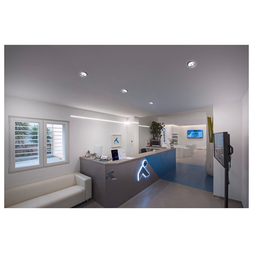 NUMINOS® MOVE DL L, Luz embutida para teto LED para interior branco/cromado 3000 K rotativa e giratória a 40°