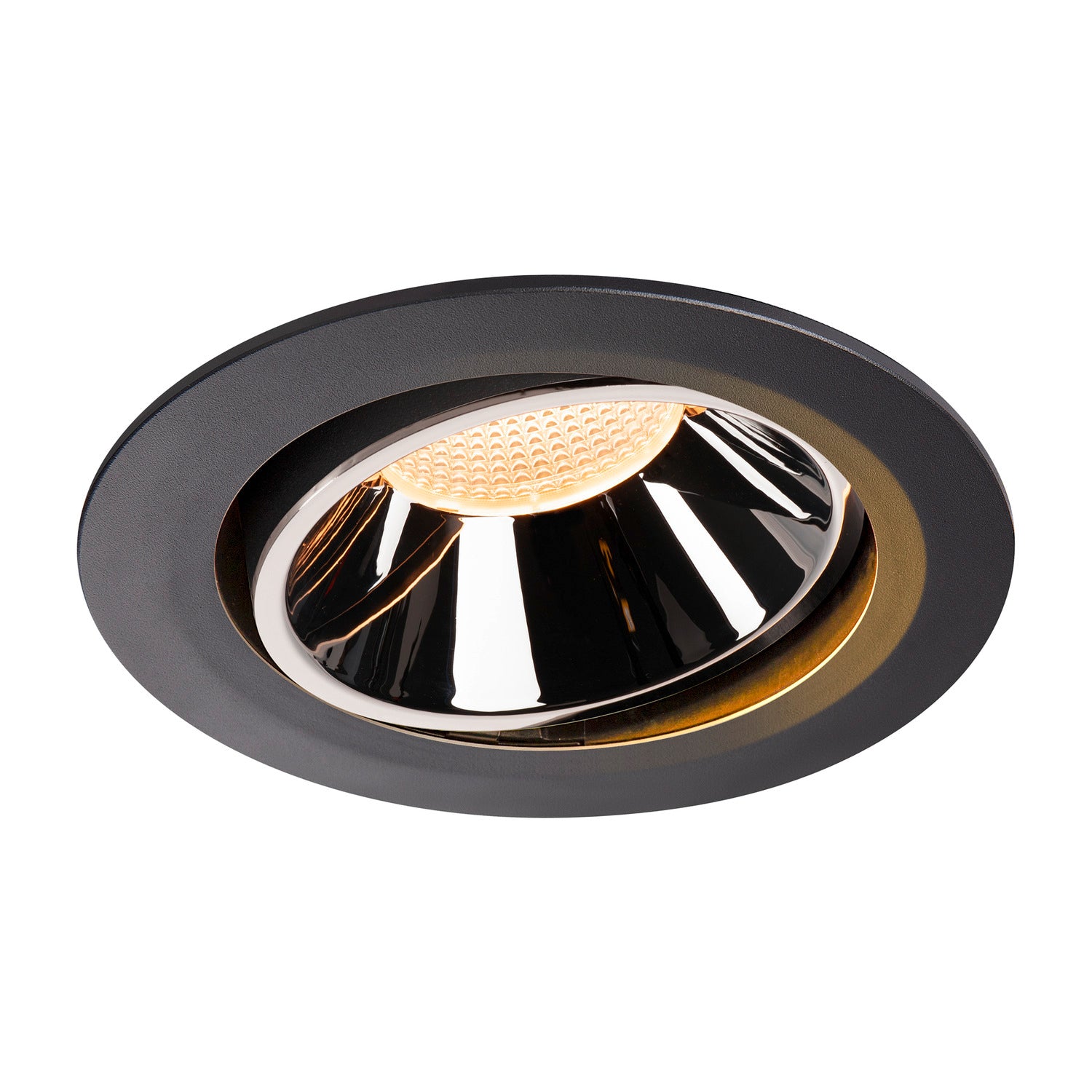 NUMINOS® MOVE DL XL, Luz embutida para teto LED para interior preto/cromado 2700 K rotativa e giratória a 55°