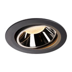 NUMINOS® MOVE DL XL, Luz embutida para teto LED para interior preto/cromado 3000 K rotativa e giratória a 20°
