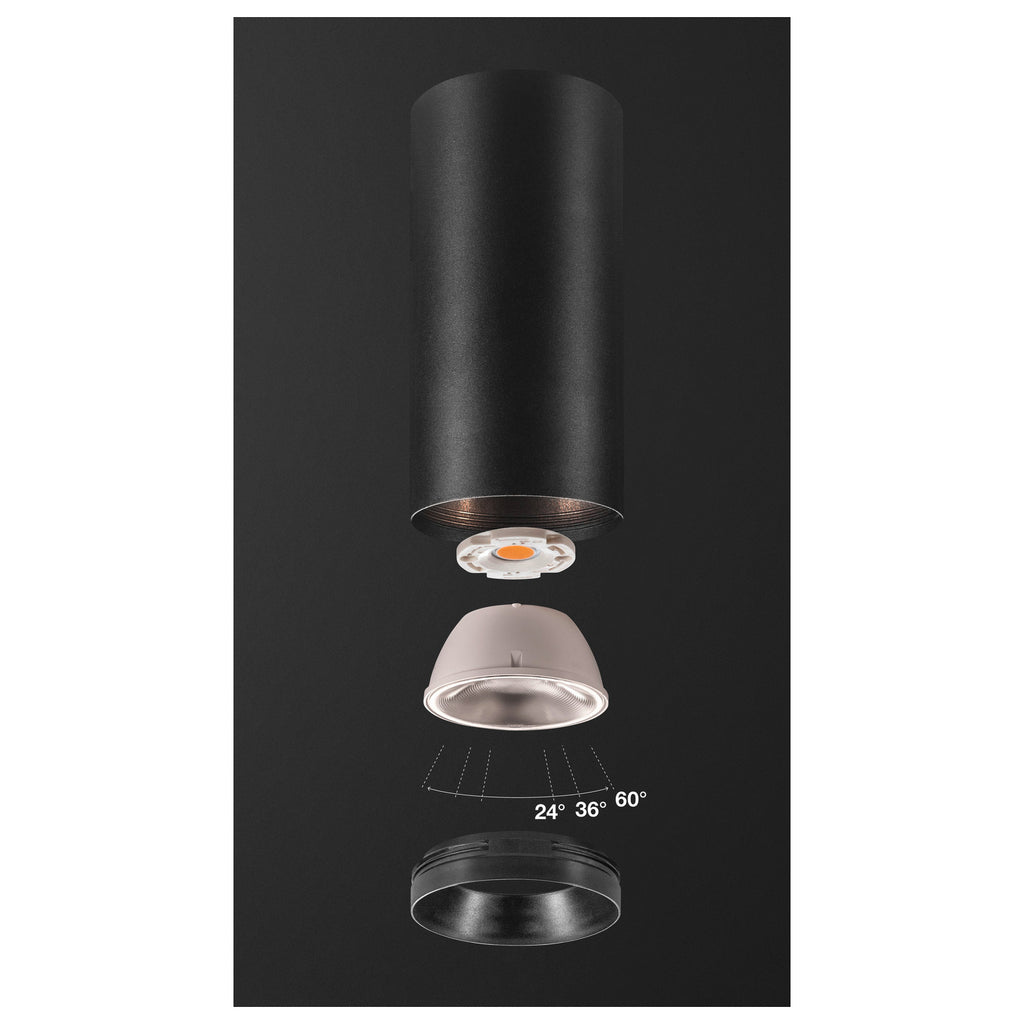 NUMINOS® L CL, PHASE, Candeeiro de teto de superfície, 3000 K, 20 Watt, Ângulos de fases, 36°, preto mate
