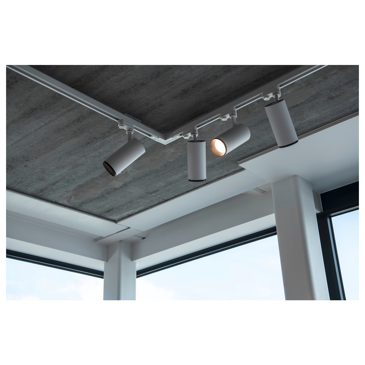 NUMINOS® L 3Ph., DALI, 3~ Projetor, cilíndrico, 2700 K, 19 Watt, DALI, 36°, branco mate / preto mate