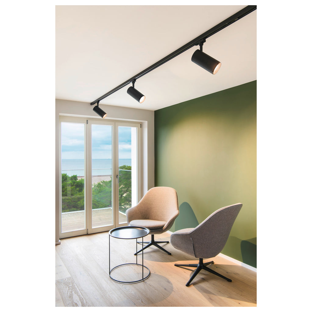 NUMINOS® L 3Ph., DALI, 3~ Projetor, cilíndrico, 3000 K, 19 Watt, DALI, 36°, preto mate