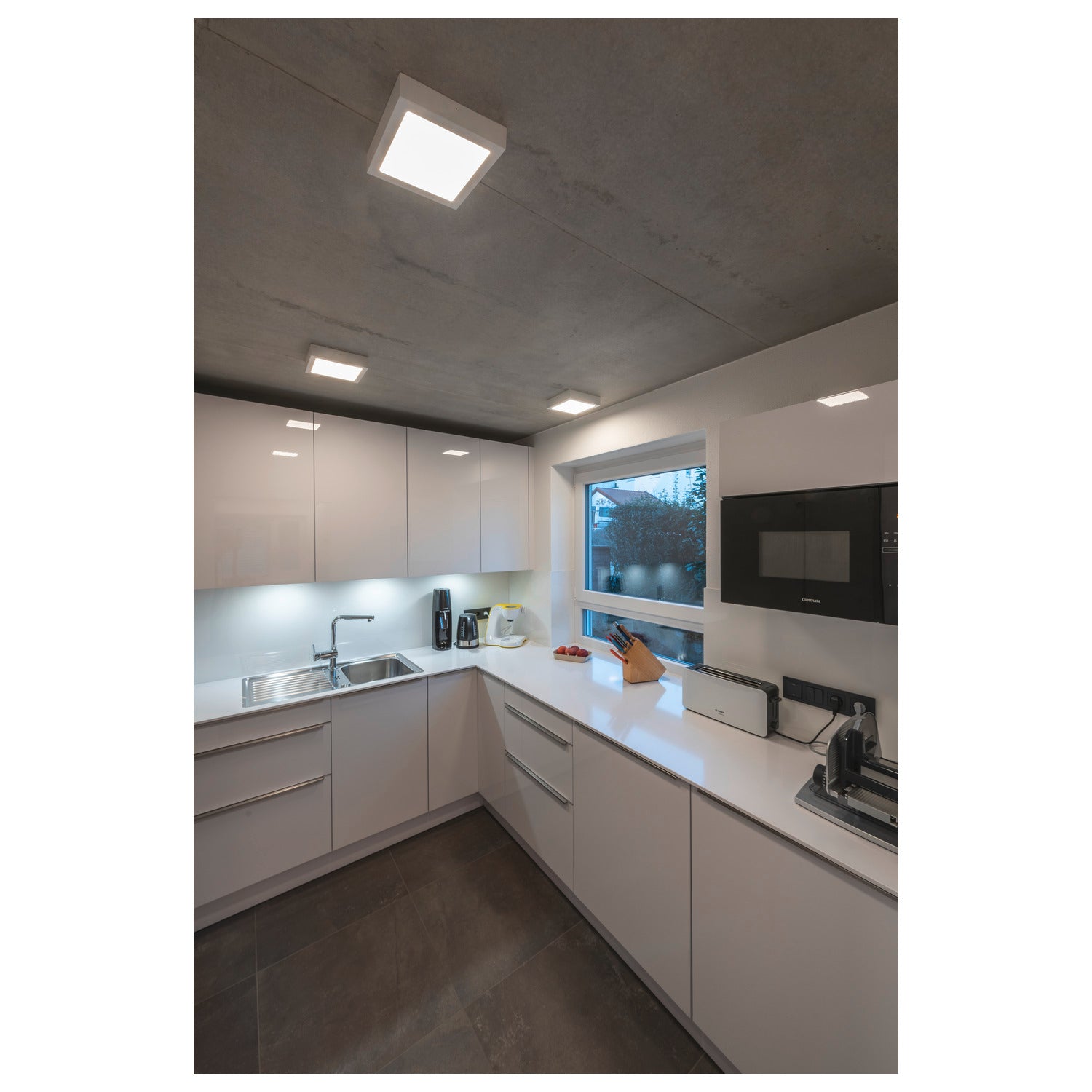 SENSER 24 CW, Luminária de parede saliente e luz saliente para teto LED para interior quadrado branco 4000 K