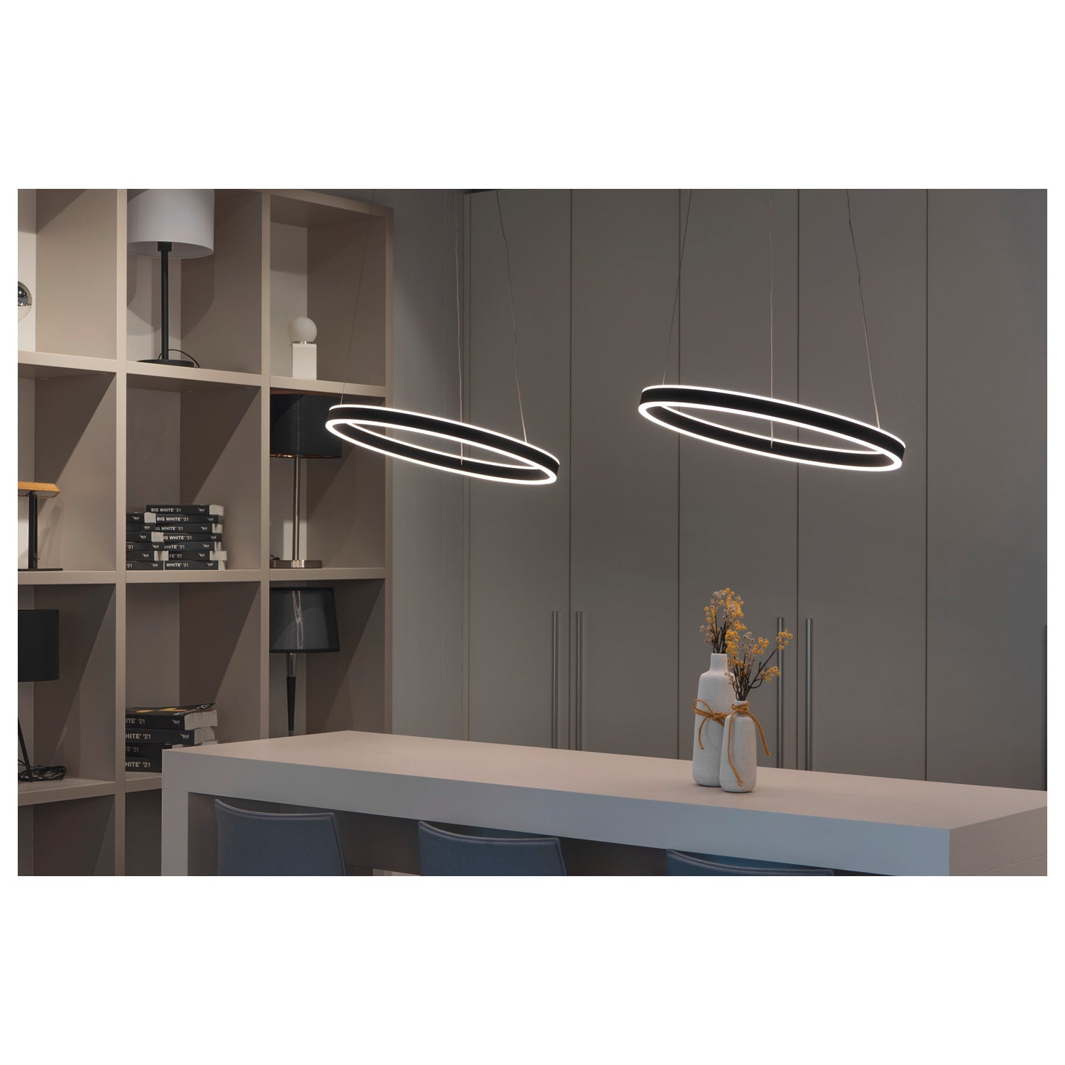 ONE 60 PD DALI UP/DOWN, Luminária suspensa LED para interior, preto, interruptor CCT 3000/4000 K