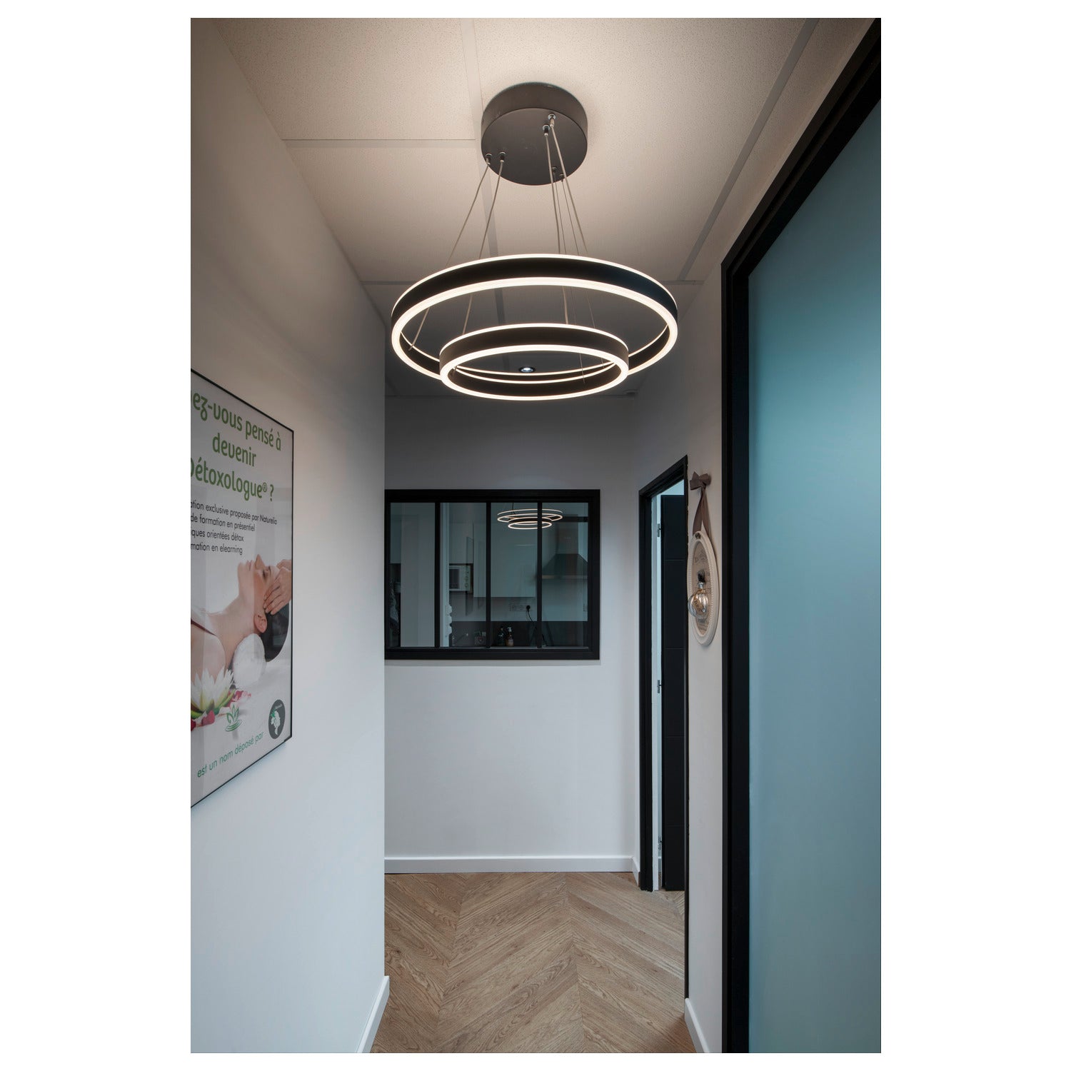 ONE DOUBLE PD DALI UP/DOWN, Luminária suspensa LED para interior, preto, interruptor CCT 3000/4000 K