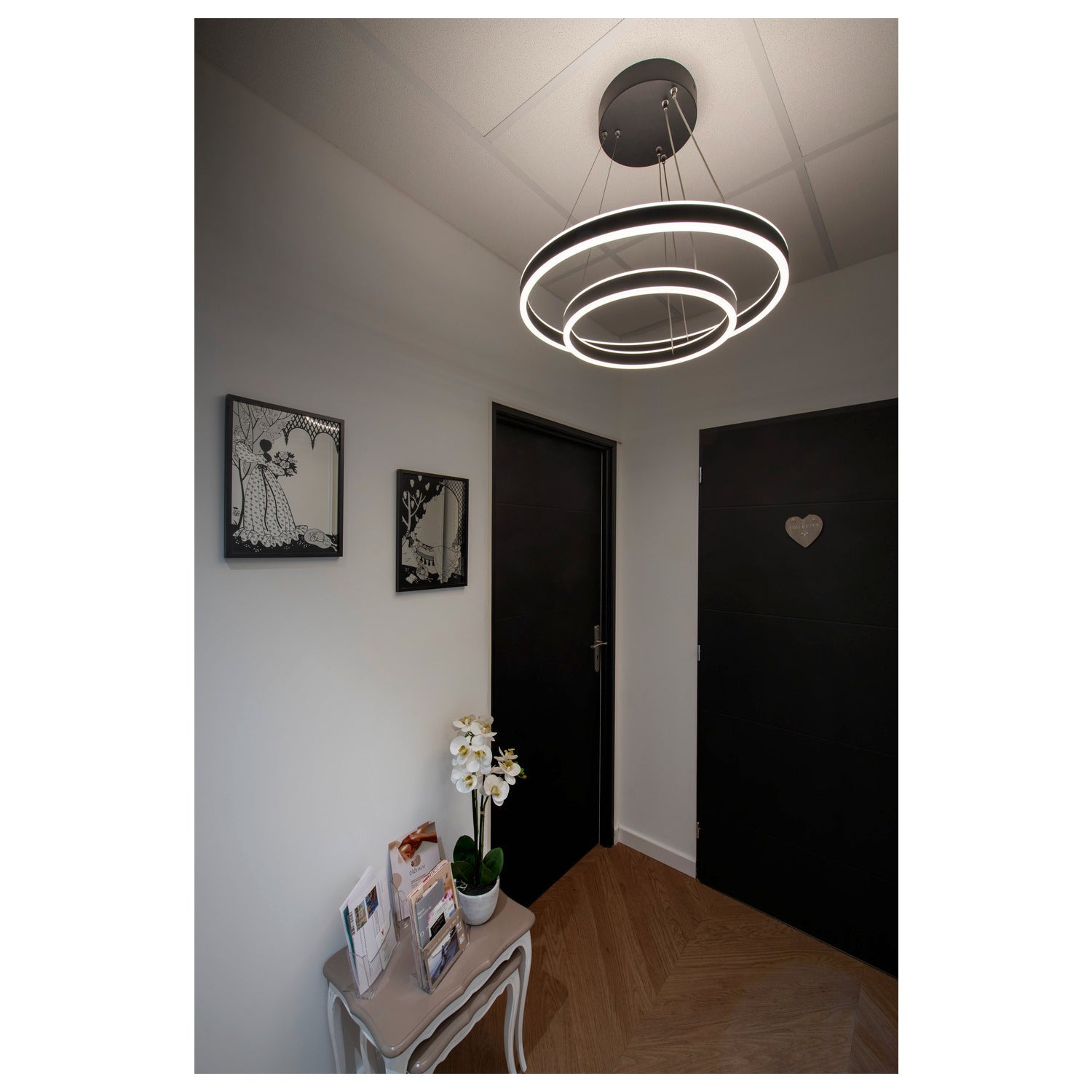 ONE DOUBLE PD DALI UP/DOWN, Luminária suspensa LED para interior, preto, interruptor CCT 3000/4000 K